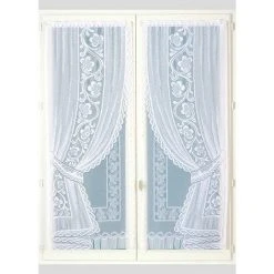 HOMEMAISON Paire De Vitrages "Effet Double Voilages" Blanc 60 X 120 Cm - Blanc