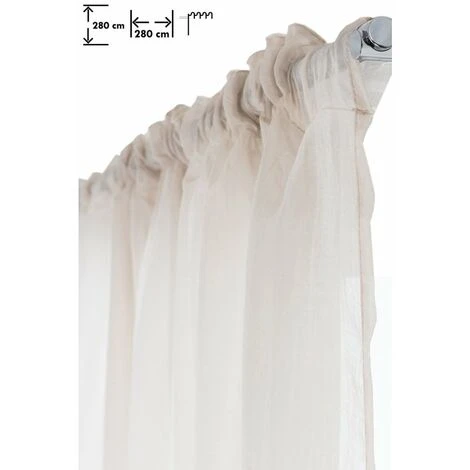 RIDEAUDISCOUNT Voilage Grande Largeur 280 X 280 Cm à Galon Fronceur Grande Hauteur Effet Froissé Ecru - Ecru 1 RIDEAUDISCOUNT Voilage Grande Largeur 280 X 280 Cm à Galon Fronceur Grande Hauteur Effet Froissé Ecru - Ecru