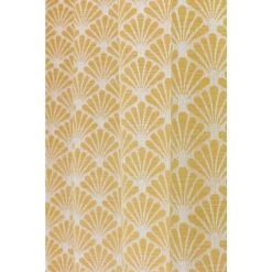 RIDEAUDISCOUNT Rideau 140 X 240 Cm à Oeillets Tamisant Jacquard Motif Coquille Effet Naturel Jaune - Jaune -Rideau et tringle Soldes 2024 10695334 4