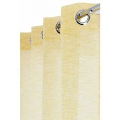 RIDEAUDISCOUNT Voilage 140 X 260 Cm à Oeillets Effet Naturel Chambray Jaune - Jaune