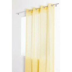 RIDEAUDISCOUNT Voilage 140 X 260 Cm à Oeillets Effet Naturel Chambray Jaune - Jaune -Rideau et tringle Soldes 2024 10816707 3