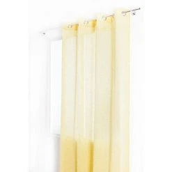 RIDEAUDISCOUNT Voilage 140 X 260 Cm à Oeillets Effet Naturel Chambray Jaune - Jaune -Rideau et tringle Soldes 2024 10816707 4