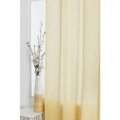 RIDEAUDISCOUNT Voilage 140 X 260 Cm à Oeillets Effet Naturel Chambray Jaune - Jaune -Rideau et tringle Soldes 2024 10816707 5