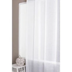 RIDEAUDISCOUNT Voilage 135 X 350 Cm à Oeillets Grande Hauteur Effet Naturel Uni Blanc - Blanc -Rideau et tringle Soldes 2024 10969660 3