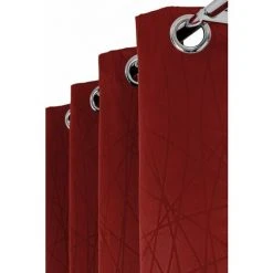 RIDEAUDISCOUNT Rideau Obscurcissant à Oeillets 135 X 250 Cm Estampillé Motif Contemporain Rouge - Rouge