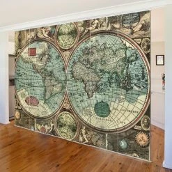 BILDERWELTEN Ensemble De Rideaux Coulissants - The Old World - 6 Rideaux à Panneaux Dimension: 250 X 360cm (6 Rideaux á 250 X 60cm), Système De Montage: Sans Suspension