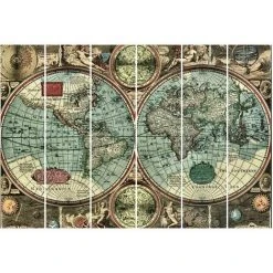 BILDERWELTEN Ensemble De Rideaux Coulissants - The Old World - 6 Rideaux à Panneaux Dimension: 250 X 360cm (6 Rideaux á 250 X 60cm), Système De Montage: Sans Suspension -Rideau et tringle Soldes 2024 11387359 3