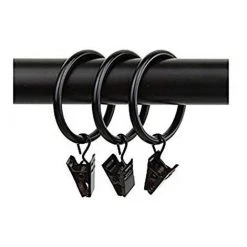 SECODIR 10 Anneaux Pour Rideaux Avec Pince ø 35mm - Noir