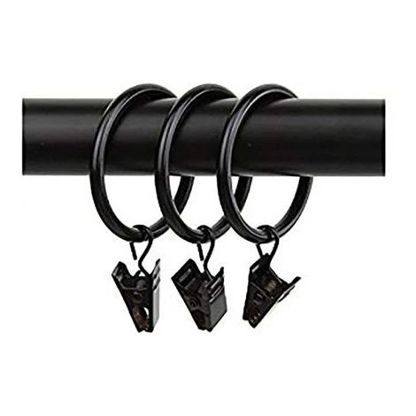 SECODIR 10 Anneaux Pour Rideaux Avec Pince ø 35mm - Noir 1 SECODIR 10 Anneaux Pour Rideaux Avec Pince ø 35mm - Noir