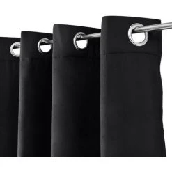 Beautissu Lot De 2 Rideaux Thermique Opaque à Oeillet Amelie 140x245 Cm Noir -Rideau et tringle Soldes 2024 11671258 3