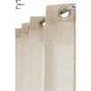 RIDEAUDISCOUNT Voilage 140 X 280 Cm à Oeillets Effet Lin Grande Hauteur Uni Taupe - Naturel