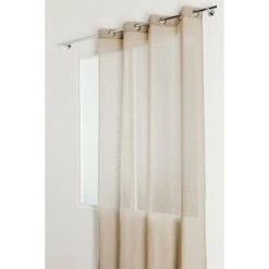 RIDEAUDISCOUNT Voilage 140 X 280 Cm à Oeillets Effet Lin Grande Hauteur Uni Taupe - Naturel -Rideau et tringle Soldes 2024 11746496 3