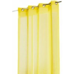 RIDEAUDISCOUNT Voilage Effet Lin Grande Hauteur à Oeillets 140 X 280 Cm Uni Jaune Yuzu - Jaune -Rideau et tringle Soldes 2024 11746499 3