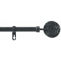 HOMEMAISON Kit De Tringle Déco Avec Embouts Ronds Martelés - Noir