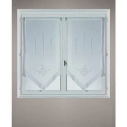 HOMEMAISON Paire De Vitrages Brodés En Pointe Blanc 60 X 90cm - Blanc