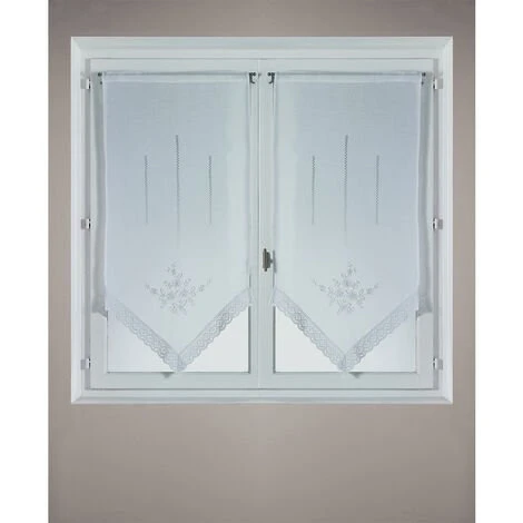 HOMEMAISON Paire De Vitrages Brodés En Pointe Blanc 60 X 90cm - Blanc 1 HOMEMAISON Paire De Vitrages Brodés En Pointe Blanc 60 X 90cm - Blanc
