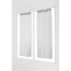 RIDEAUDISCOUNT Paire De Vitrages 45 X 120 Cm à Anneaux Effet Naturel Coulissant Uni Gris - Gris -Rideau et tringle Soldes 2024 11866608 3