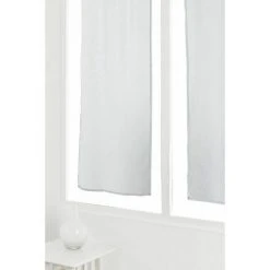 RIDEAUDISCOUNT Paire De Vitrages 45 X 120 Cm à Anneaux Effet Naturel Coulissant Uni Gris - Gris -Rideau et tringle Soldes 2024 11866608 4