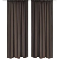 Rideau Occultant 2 Pcs Tête à Fente 135 X 245 Cm Marron VidaXL
