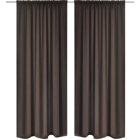 Rideau Occultant 2 Pcs Tête à Fente 135 X 245 Cm Marron VidaXL 1 Rideau Occultant 2 Pcs Tête à Fente 135 X 245 Cm Marron VidaXL