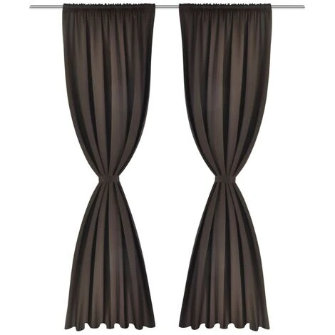 Rideau Occultant 2 Pcs Tête à Fente 135 X 245 Cm Marron VidaXL 2 Rideau Occultant 2 Pcs Tête à Fente 135 X 245 Cm Marron VidaXL – Image 2