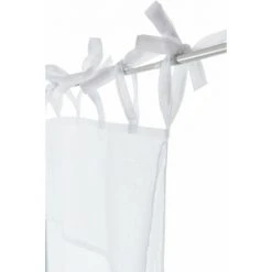 RIDEAUDISCOUNT Vitrage 45 X 120 Cm à Nouettes Effet Naturel Tête Doublée Uni Blanc - Blanc