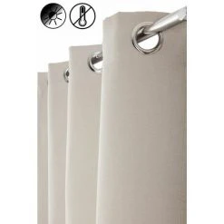 RIDEAUDISCOUNT Rideau Occultant Thermique 135 X 240 Cm à Oeillets Uni Taupe - Naturel