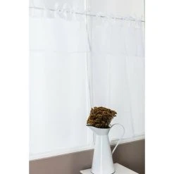 RIDEAUDISCOUNT Paire De Vitrages 60 X 90 Cm à Nouettes Effet Naturel Tête Doublée Uni Blanc - Blanc -Rideau et tringle Soldes 2024 12255179 4