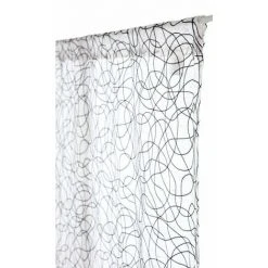 RIDEAUDISCOUNT Vitrage 90 X 160 Cm Passe Tringle Effet Naturel Gribouillis Brodés Gris - Gris