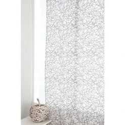 RIDEAUDISCOUNT Vitrage 90 X 160 Cm Passe Tringle Effet Naturel Gribouillis Brodés Gris - Gris -Rideau et tringle Soldes 2024 12443703 4