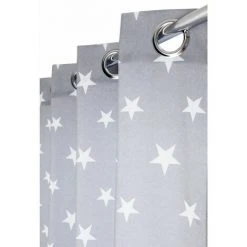 RIDEAUDISCOUNT Rideau Tamisant 140 X 240 Cm à Oeillets Avec Imprimé Etoiles Gris - Gris