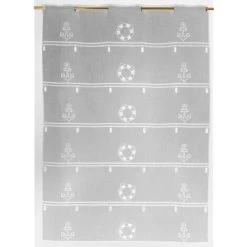 HOMEMAISON Brise Bise Modulable En étamine Brodée "Marine" Blanc 58 X 220 Cm - Blanc