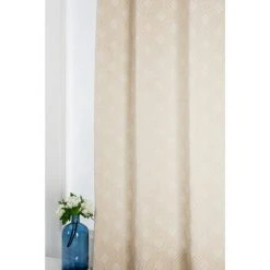 RIDEAUDISCOUNT Rideau Tamisant 140 X 240 Cm à Oeillets Jacquard à Motifs Géométriques Losanges Beige - Naturel -Rideau et tringle Soldes 2024 13230329 3