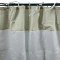 THEDECOFACTORY QUATRAIN - Rideau En Coton à Nouettes Blanc Et Naturel 150x250 - Beige