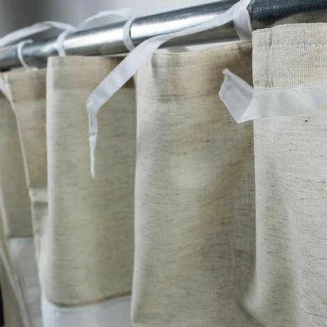 THEDECOFACTORY QUATRAIN - Rideau En Coton à Nouettes Blanc Et Naturel 150x250 - Beige 2 THEDECOFACTORY QUATRAIN - Rideau En Coton à Nouettes Blanc Et Naturel 150x250 - Beige – Image 2