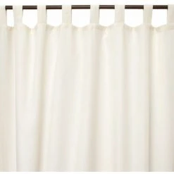 THEDECOFACTORY FIRST COTON - <p>Rideau En Polycoton à Pattes écru 140x250 - Blanc