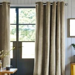 THEDECOFACTORY ARTHUR - <p>Rideau En Velours De Coton à œillets Uni Taupe 150x260 - Marron