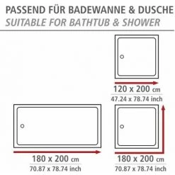 WENKO Rideau De Douche Original Marine Blanc, Rideau De Douche 180x200 Cm, Lavable En Machine Et Waterproof, 12 Anneaux Rideau De Douche En Plastique Blanc Inclus, Polyester, 180x200 Cm, Multicolore - Multicolore -Rideau et tringle Soldes 2024 13803457 4