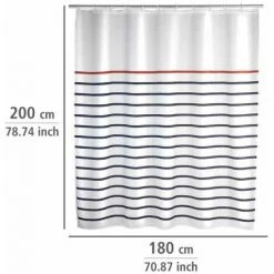 WENKO Rideau De Douche Original Marine Blanc, Rideau De Douche 180x200 Cm, Lavable En Machine Et Waterproof, 12 Anneaux Rideau De Douche En Plastique Blanc Inclus, Polyester, 180x200 Cm, Multicolore - Multicolore -Rideau et tringle Soldes 2024 13803457 5