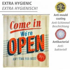 WENKO Rideau De Douche Antimoisissure Open, Rideau De Douche Original, Lavable En Machine Et Waterproof, 12 Anneaux Rideau De Douche En Plastique Blanc Inclus, Polyester, 180x200 Cm, Multicolore - Multicolore -Rideau et tringle Soldes 2024 13805264 4