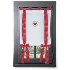 LOVELY CASA Brise Bise 80x160 Cm Lyna Rouge 100% Coton - Blanc