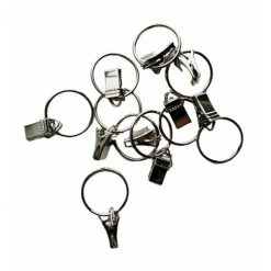 SECODIR 10 Anneaux Pour Rideaux Avec Pince ø 18mm A 22 Mm Nickel Satine - Nickel Mat