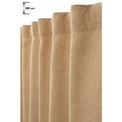 RIDEAUDISCOUNT Rideau Tamisant 135 X 280 Cm Grande Hauteur à Galon Fronceur Pattes Cachées Chiné Naturel - Naturel