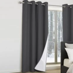 IDMARKET Lot De 2 Rideaux Thermiques Gris Anthracite 135x240 Cm - Gris