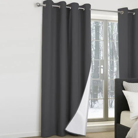 IDMARKET Lot De 2 Rideaux Thermiques Gris Anthracite 135x240 Cm - Gris 1 IDMARKET Lot De 2 Rideaux Thermiques Gris Anthracite 135x240 Cm - Gris