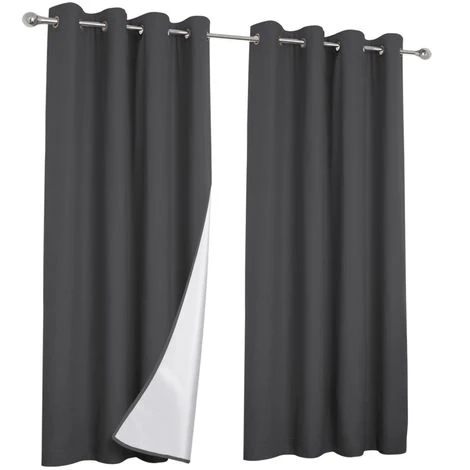 IDMARKET Lot De 2 Rideaux Thermiques Gris Anthracite 135x240 Cm - Gris 2 IDMARKET Lot De 2 Rideaux Thermiques Gris Anthracite 135x240 Cm - Gris – Image 2