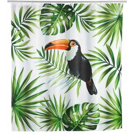 WENKO Rideau De Douche Original Tucan, Rideau De Douche 180x200 Cm, Lavable En Machine Et Waterproof, 12 Anneaux Rideau De Douche En Plastique Blanc Inclus, Polyester, 180x200 Cm, Multicolore 1 WENKO Rideau De Douche Original Tucan, Rideau De Douche 180x200 Cm, Lavable En Machine Et Waterproof, 12 Anneaux Rideau De Douche En Plastique Blanc Inclus, Polyester, 180x200 Cm, Multicolore