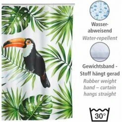 WENKO Rideau De Douche Original Tucan, Rideau De Douche 180x200 Cm, Lavable En Machine Et Waterproof, 12 Anneaux Rideau De Douche En Plastique Blanc Inclus, Polyester, 180x200 Cm, Multicolore 7 WENKO Rideau De Douche Original Tucan, Rideau De Douche 180x200 Cm, Lavable En Machine Et Waterproof, 12 Anneaux Rideau De Douche En Plastique Blanc Inclus, Polyester, 180x200 Cm, Multicolore -Rideau et tringle Soldes 2024 16527522 3