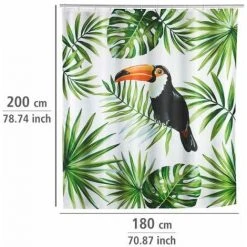 WENKO Rideau De Douche Original Tucan, Rideau De Douche 180x200 Cm, Lavable En Machine Et Waterproof, 12 Anneaux Rideau De Douche En Plastique Blanc Inclus, Polyester, 180x200 Cm, Multicolore 9 WENKO Rideau De Douche Original Tucan, Rideau De Douche 180x200 Cm, Lavable En Machine Et Waterproof, 12 Anneaux Rideau De Douche En Plastique Blanc Inclus, Polyester, 180x200 Cm, Multicolore -Rideau et tringle Soldes 2024 16527522 5