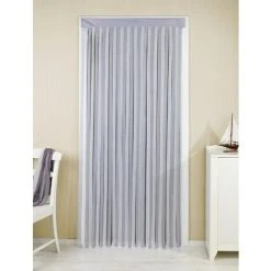 WENKO Rideau De Porte Gris-blanc, Rideau De Porte Interieur, Fixation Sans Perçage, Facile D'entretien Et Lavable, Polyester, 90x200 Cm, Gris - Blanc